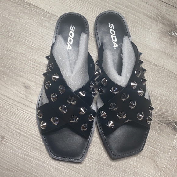 Black Studded Sandals - Picture 2 of 5